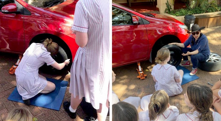 Una scuola insegna alle sue studentesse come cambiare la ruota di una macchina e cosa fare in caso di incidente