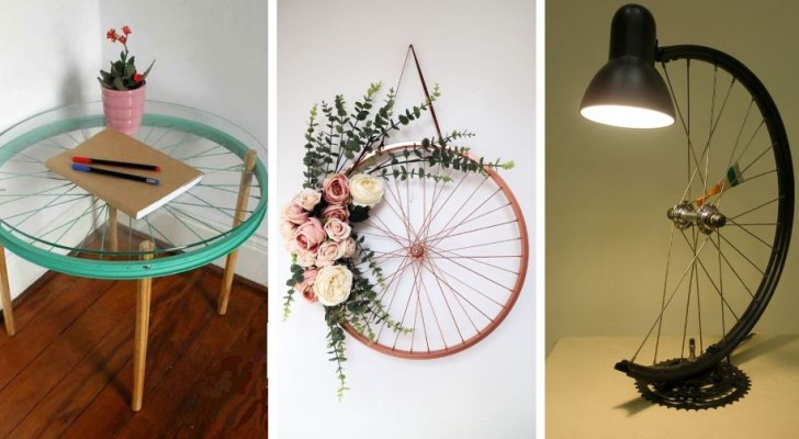 13 idee ingegnose per riciclare ruote di bicicletta e arredare con creatività