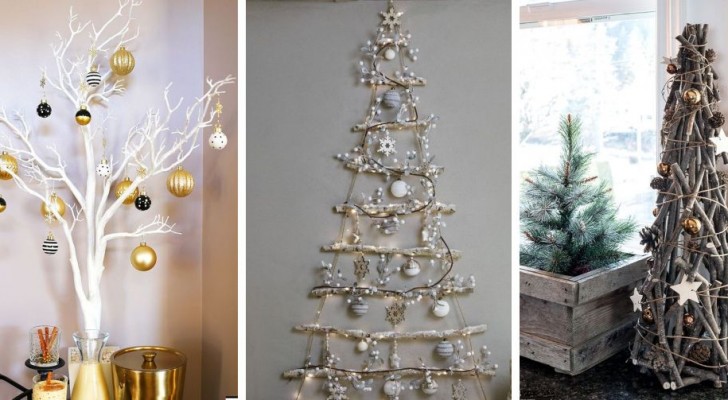 13 proposte originali e alternative per costruire fantastici alberi di Natale usando rami secchi