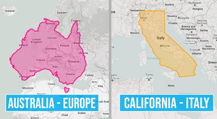 16 cartes montrent les pays du monde dans leurs dimensions "réelles", avec des perspectives nouvelles et originales