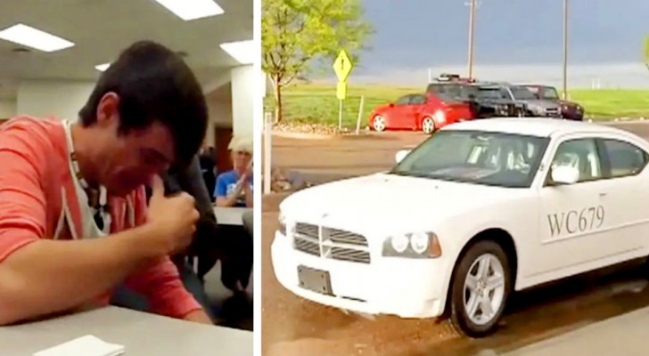 He collects money to buy his deceased father's car, but a man gives him the keys and tells him: "The car is yours"