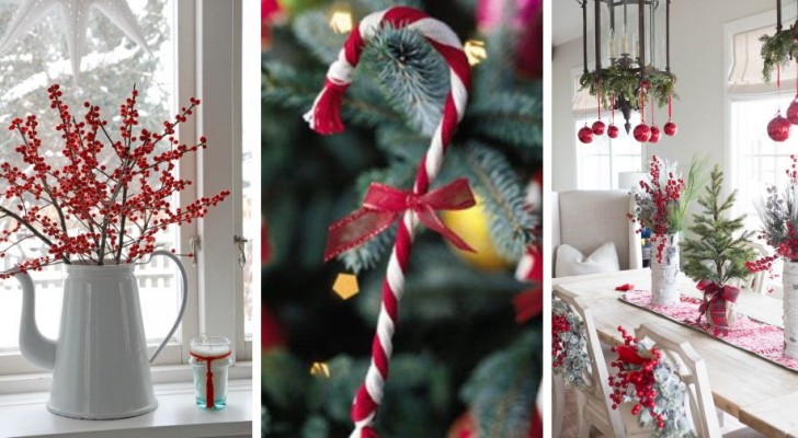 11 prachtige ideeën om een magische kerstsfeer te creëren door de kleuren wit en rood te combineren