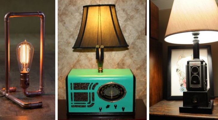 10 trovate affascinanti per riciclare vecchi oggetti e trasformarli in originalissime lampade da tavolo