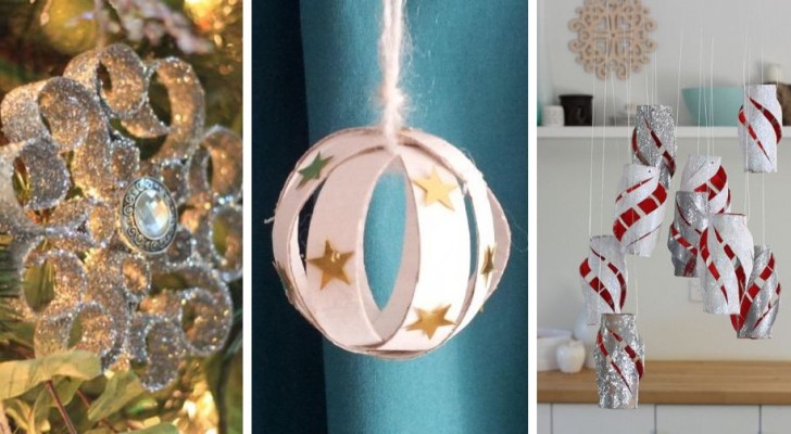 10 fantastici ornamenti per l'albero di Natale da realizzare riciclando rotoli di carta igienica