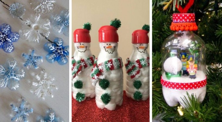 Des décorations de Noël à base de briques de lait et de bouteilles