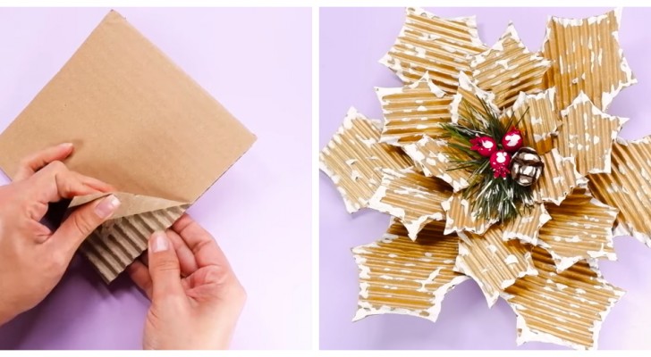 Il metodo semplicissimo per realizzare stelle di Natale riciclando i ritagli di cartone