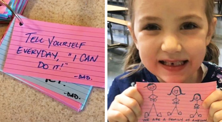 Ein Vater hinterlässt seiner Tochter geschriebene 270 Karten voller Positivität zum Lesen, während er auf einer Mission ist