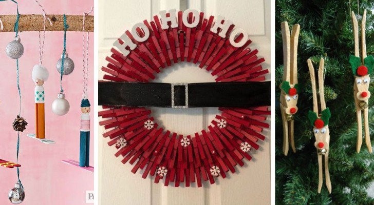 11 progetti super-creativi per realizzare decorazioni natalizie con le mollette di legno del bucato