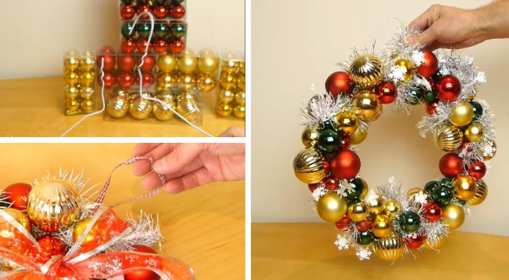 Il tutorial semplicissimo per realizzare una ghirlanda con le palline dell'albero di Natale