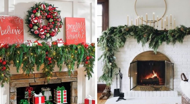 9 aménagements magnifiques pour décorer la cheminée dans un parfait esprit de Noël 