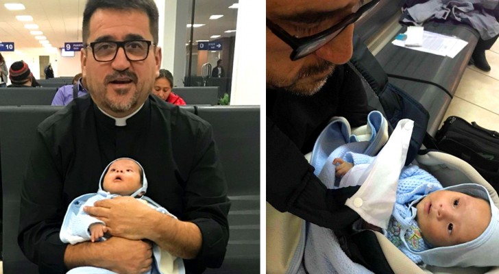 A priest adopts a newborn with Down syndrome who had been abandoned: now he finally has a family