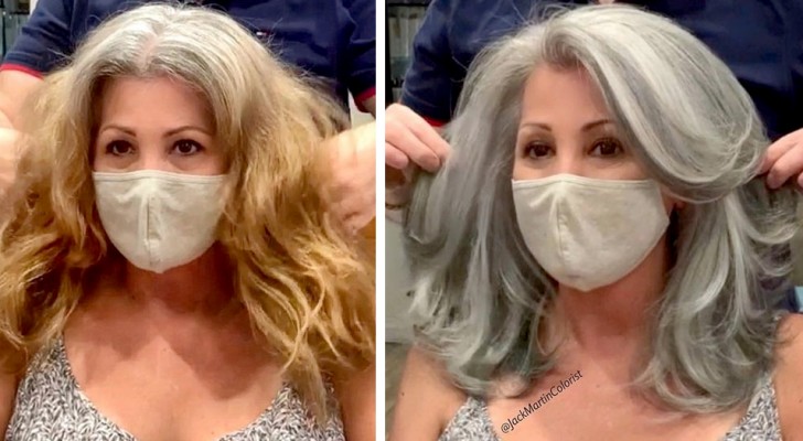 En begåvad frisör framhäver den naturliga skönheten i dessa kvinnors gråa hår