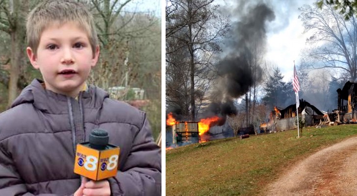 A brave 7-year-old boy returns to his burning house to save his little sister of just a few months old