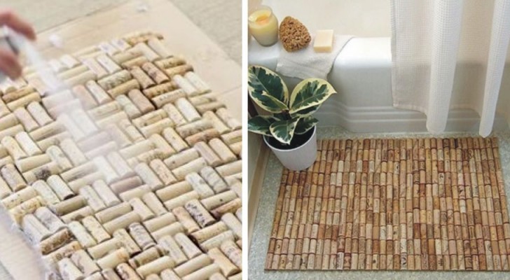 Il metodo semplice e creativo per riciclare i tappi di sughero e confezionare un pratico tappetino da bagno