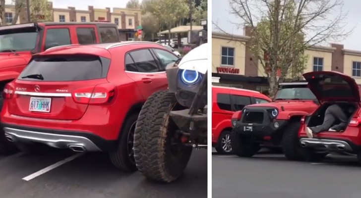 Two friends "take revenge" on a stranger who parked his car in an inconsiderate way