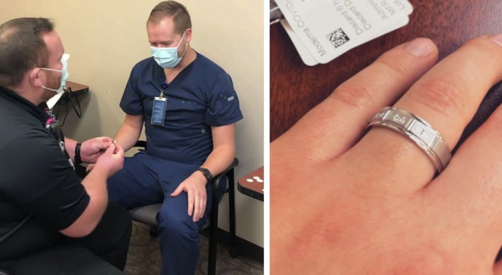 Si presenta con un anello all'appuntamento per il vaccino anti-Covid e chiede al suo compagno infermiere di sposarlo