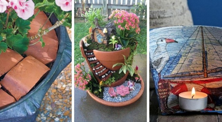 Vasi di terracotta rotti: 9 modi brillanti per riutilizzarli in giardino e non solo
