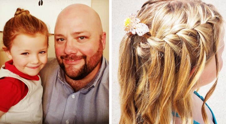 Un papà single prende lezioni su come curare al meglio i capelli della figlia: oggi crea delle acconciature incredibili