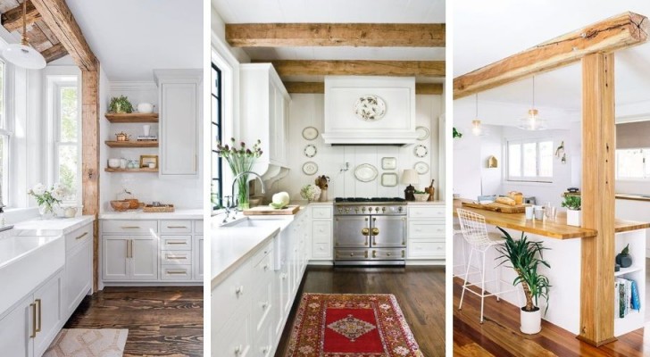 10 stijlvolle ideeën om je keuken met zichtbare houten balken in te richten