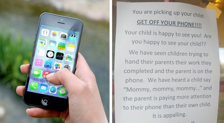 Förskolan skickar ett meddelande till föräldrarna: "sluta använda telefonen när ni kommer och hämtar era barn"