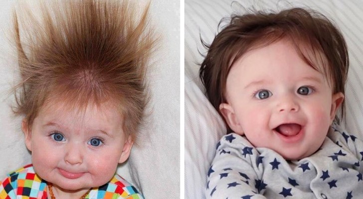 17 babies who, at few months old, have hair so long that it looks like they are wearing a wig