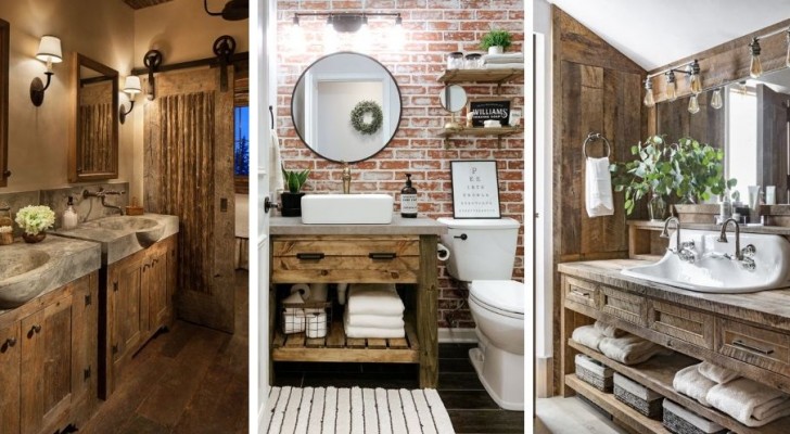 10 splendide idee da cui trarre spunto per allestire un bagno in stile rustico