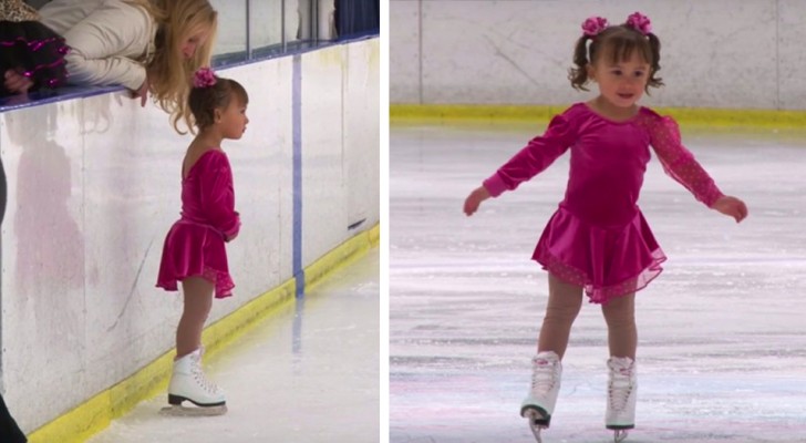 Con 3 años ya sabe patinar sobre hielo y gana su primera competición deportiva conquistando el corazón de los jueces