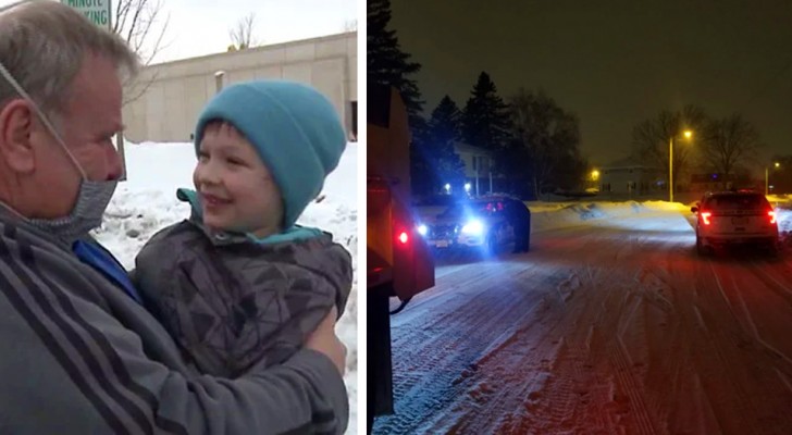 Mentre guida lo spazzaneve avvista un bimbo di 5 anni in pigiama che rischiava di congelare: salvato in tempo
