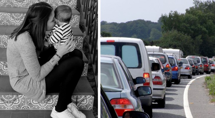 She must rush to the hospital to save her son but gets stuck in traffic: a stranger offers to help her