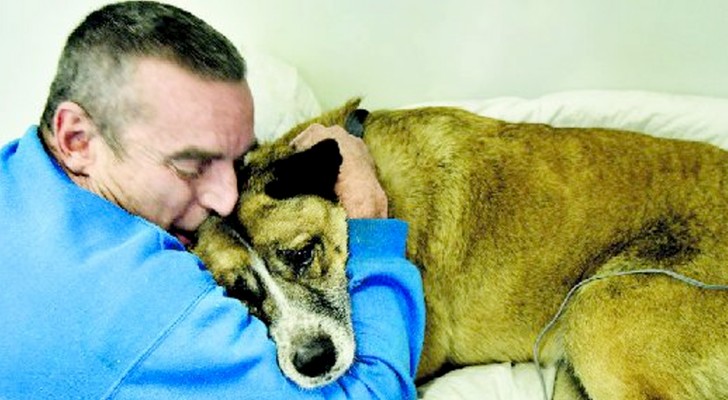 The house is engulfed in flames, but he doesn't think twice: he risks his life to save the dog