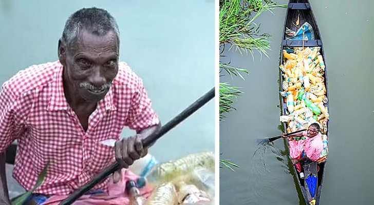 Elke dag verwijdert deze verlamde man het plastic uit de rivieren: een foto veranderde zijn leven