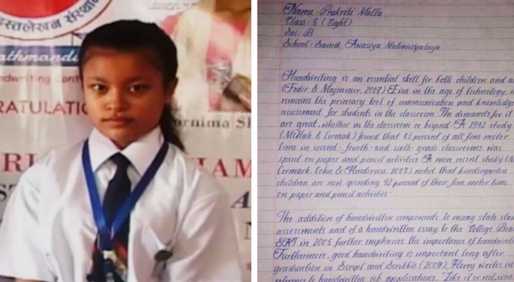 This girl's neat and elegant handwriting has been recognized as the best in the world