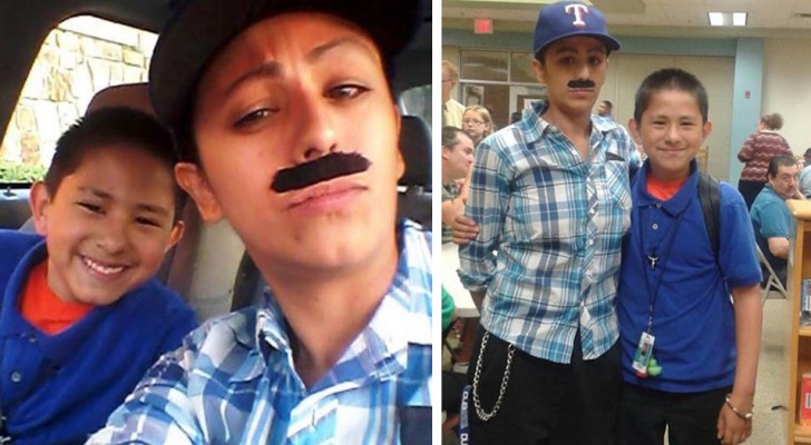 A single mom dresses up as a man to accompany her son to Father's Day at school