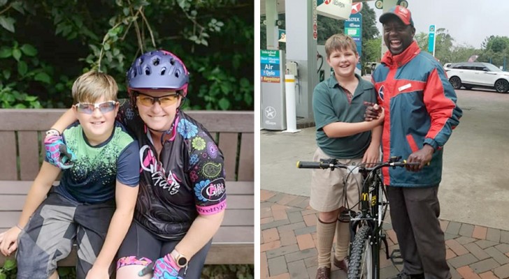 Boy spends all his savings to donate a bicycle to the gas station attendant who helped him