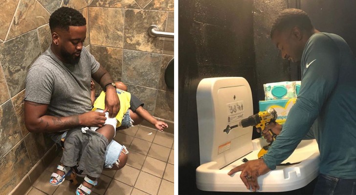 Un papà si batte affinché vengano installati dei fasciatoi per bambini anche nei bagni degli uomini