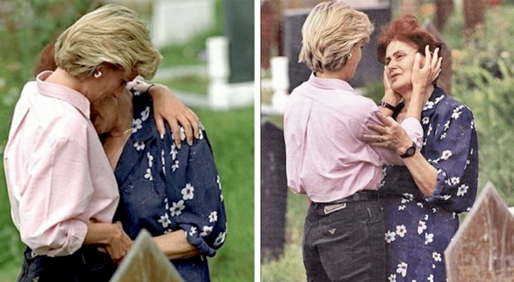 That time Princess Diana hugged a grieving mother at her son's grave