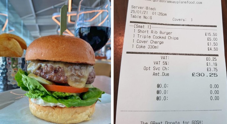 Hij bestelt een hamburger bij Gordon Ramsay's en betaalt £30,25 - de geschokte reactie van de klant