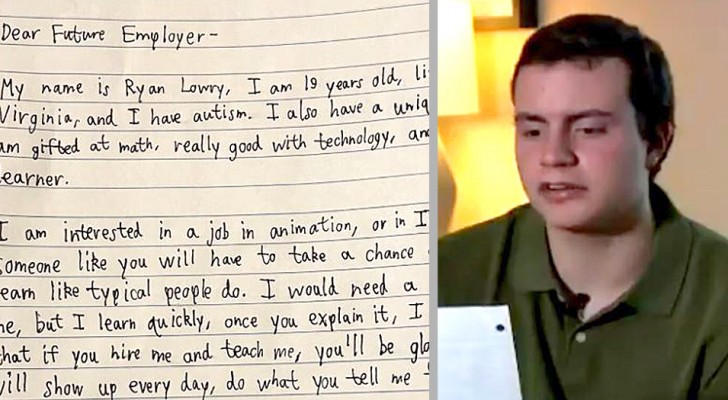 Ragazzo autistico pubblica una lettera scritta a mano per cercare lavoro: "datemi una possibilità"