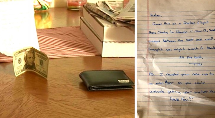 He finds a lost wallet and adds some money to it before returning it to its rightful owner