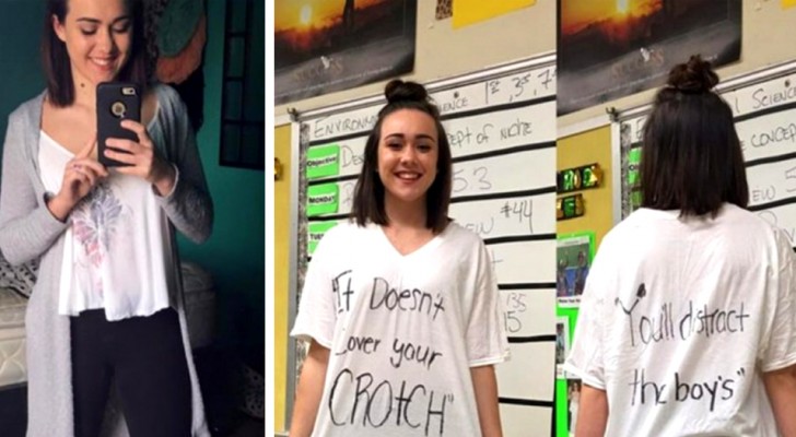 Uma adolescente é mandada para casa pelos professores por causa de suas roupas: 
