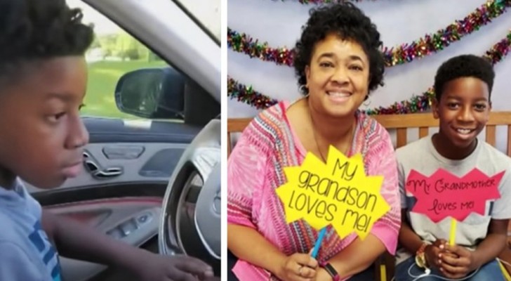 De 11-jarige kleinzoon rijdt in de auto van zijn oma die niet goed geworden was en brengt haar in veiligheid