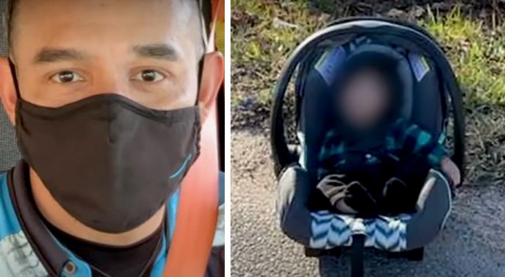 Delivery man finds a 5-month-old baby abandoned on the side of the road in his car seat