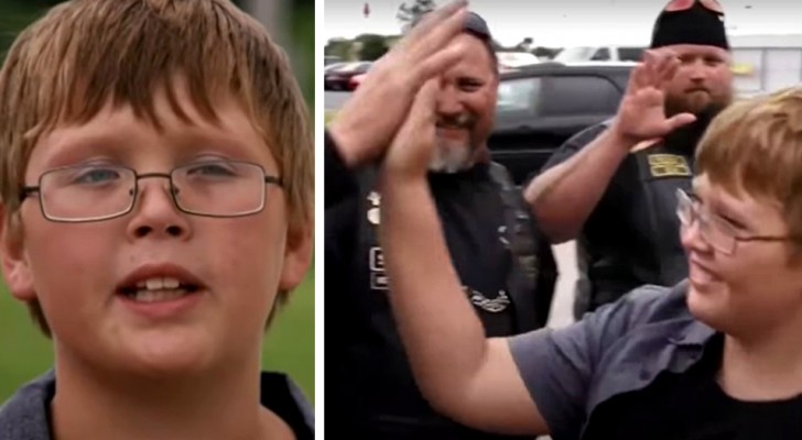 50 motorcyclists escort a child to school who was being picked on by his classmates: "Say no to bullying!"