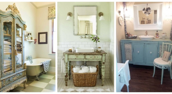 Eleganti e rustici: lasciati ispirare da questi bagni romantici in stile shabby-chic