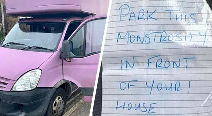 Nachbarn hinterlassen Notiz auf dem rosa Van des Mannes: "Parken Sie diese Monstrosität woanders"