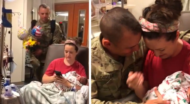 La moglie di un soldato manda un sms al marito dopo aver partorito, senza sapere che lui è proprio dietro di lei