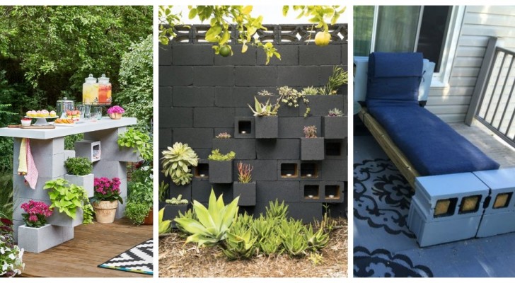 Zementziegel im Garten: dekorieren Sie auf originelle Weise mit vielen preiswerten Ideen