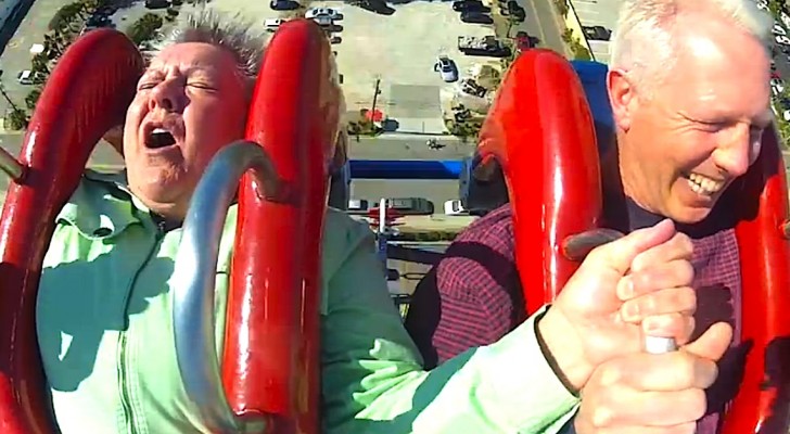 She's persuaded by her husband to get on the ride ... but it's NOT a good idea!