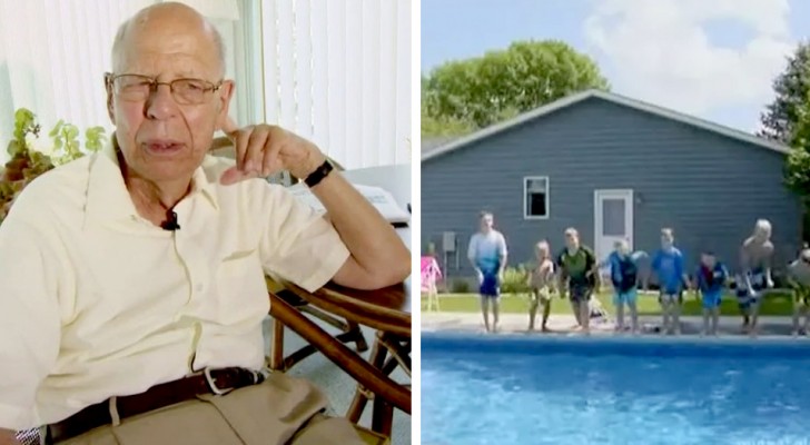 A 94-year-old widower builds a swimming pool in the backyard for all the children in the area: he didn't want to feel alone