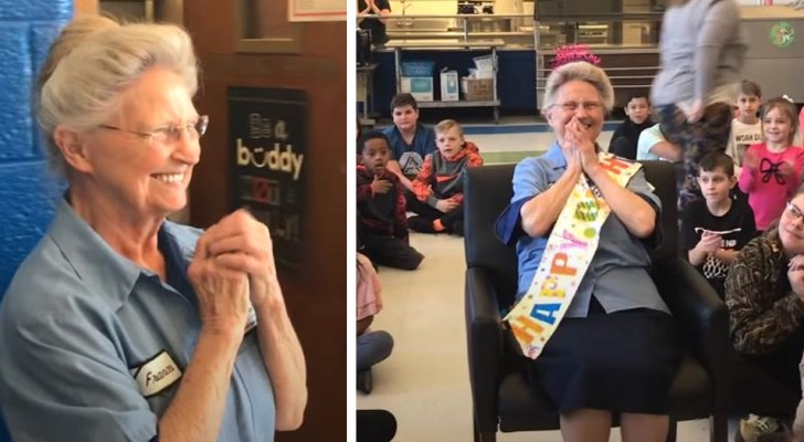 Alte Hausmeisterin hatte nie eine Geburtstagsfeier: Ihre Schule bereitet ihr eine wunderschöne Überraschung